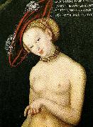 CRANACH, Lucas the Younger woman with a hat Germany oil painting artist